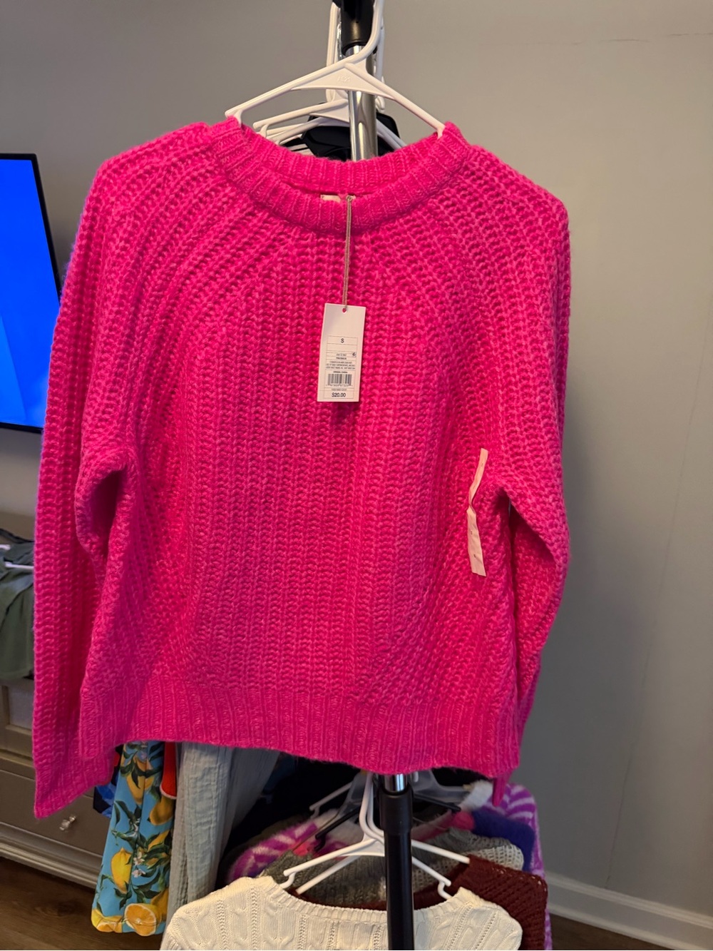 a new day Hot Pink Chunky Crew Neck Sweater